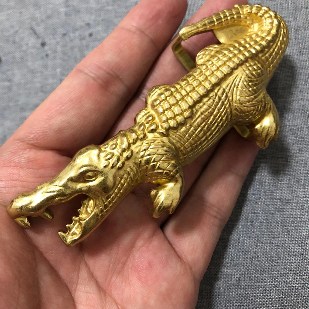 实心黄铜立体鳄鱼造型皮带扣板扣4CM内宽皮带扣头