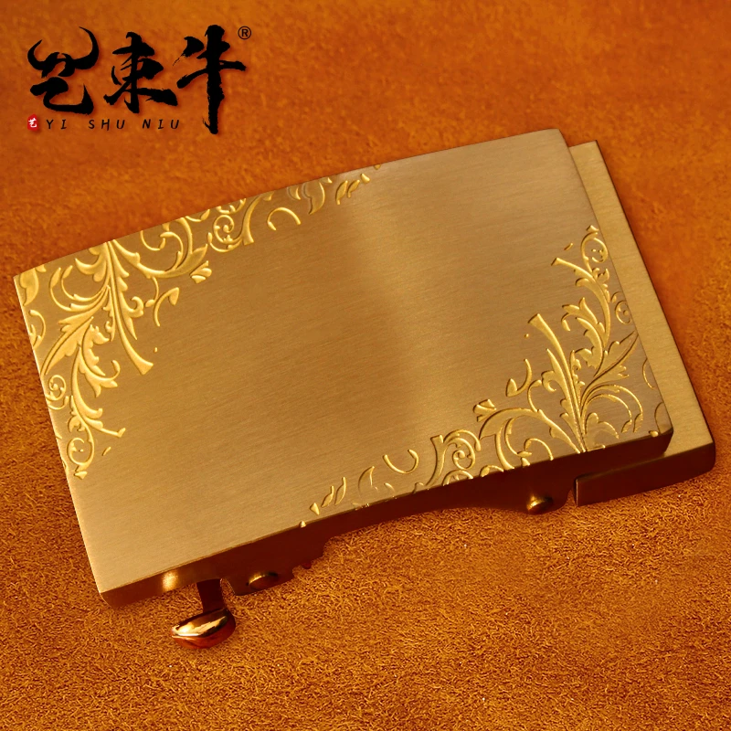 【本色唐草】3.5 皮带头黄铜自动扣头高档铜扣卡槽扣腰带卡子