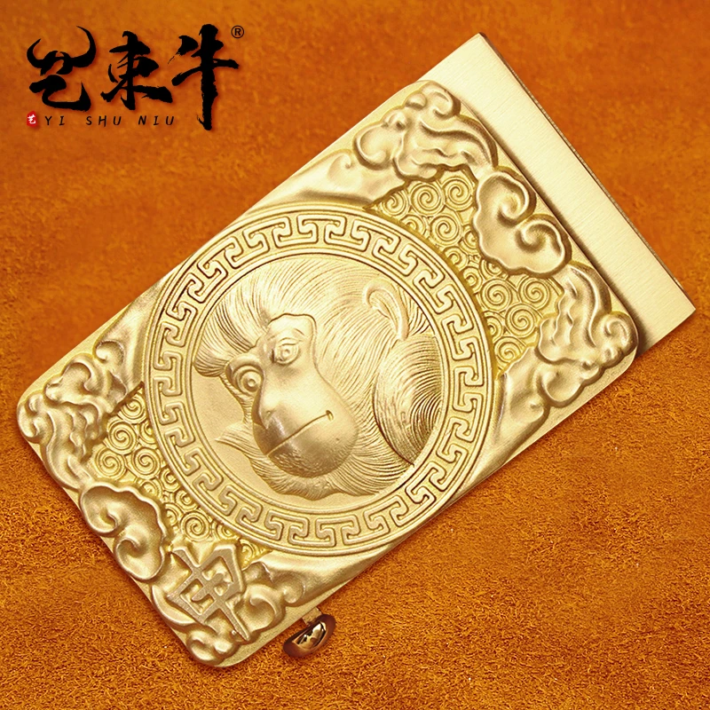 【黄铜生肖猴】3.5 皮带头黄铜自动扣头高档铜扣卡槽扣腰带卡子配