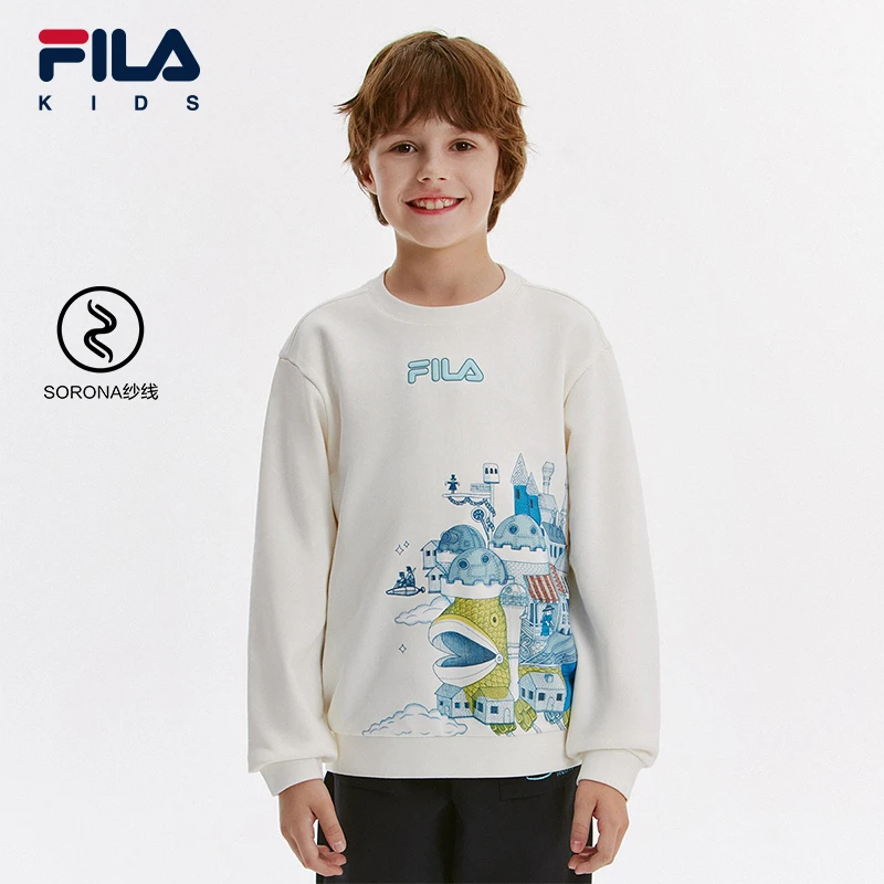 【斐乐儿童】春新款中大童时尚长袖百搭抗皱圆领套头卫衣K12B432204