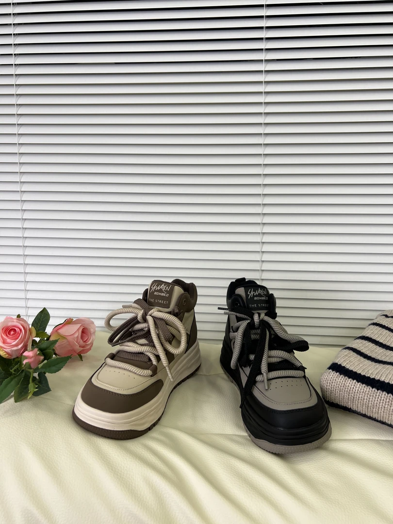 运动休闲鞋高帮女时尚系带复古百搭加绒秋冬韩版真皮LL-706-11