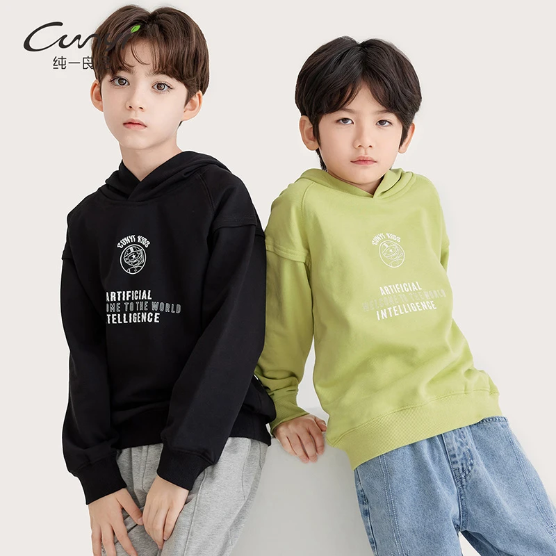 纯一良品[特惠]男女童落肩卫衣中大童卫衣裙秋冬新品中大童上衣