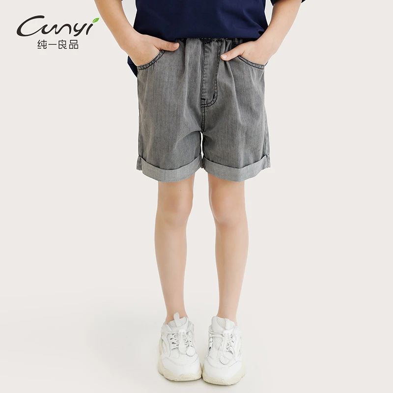 纯一良品童装女童牛仔短裤夏装新品中大童甜美俏皮复古水洗裤