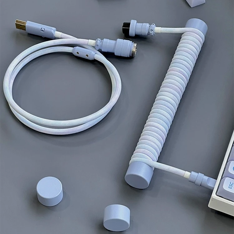 unknown error客制化机械键盘线usb-typec航插线扎染雾霾紫色Z09
