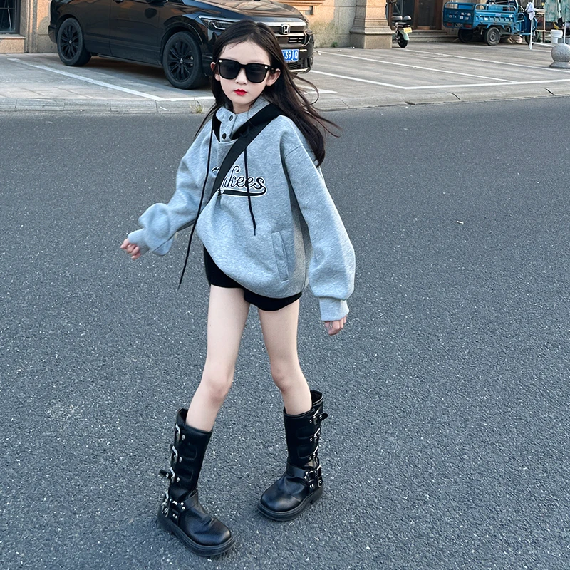 女童卫衣春秋2025新款儿童连帽衣服洋气女孩大童秋装长袖上衣时髦