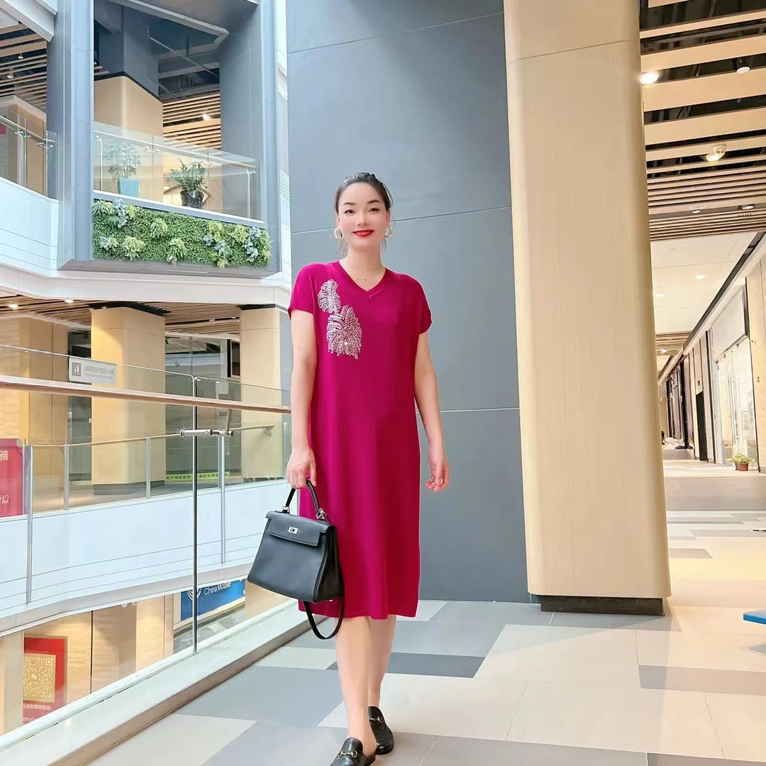 258香香春夏薄款毛衣针织衫宽松气质中长款毛衣时尚大码连衣裙