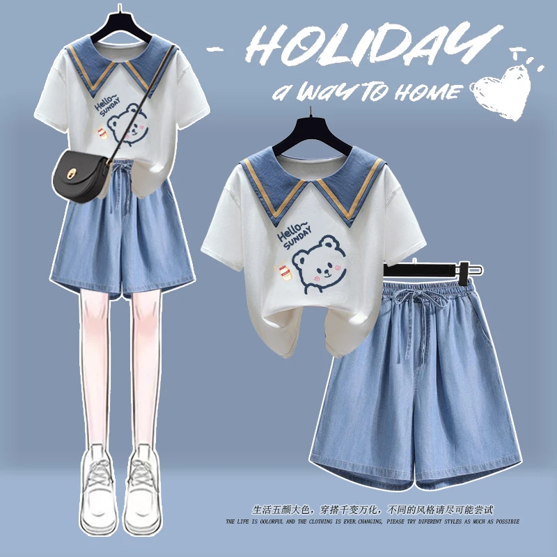 女童短裤2024新款夏装套装洋气百搭中大童时尚休闲初中生两件套潮