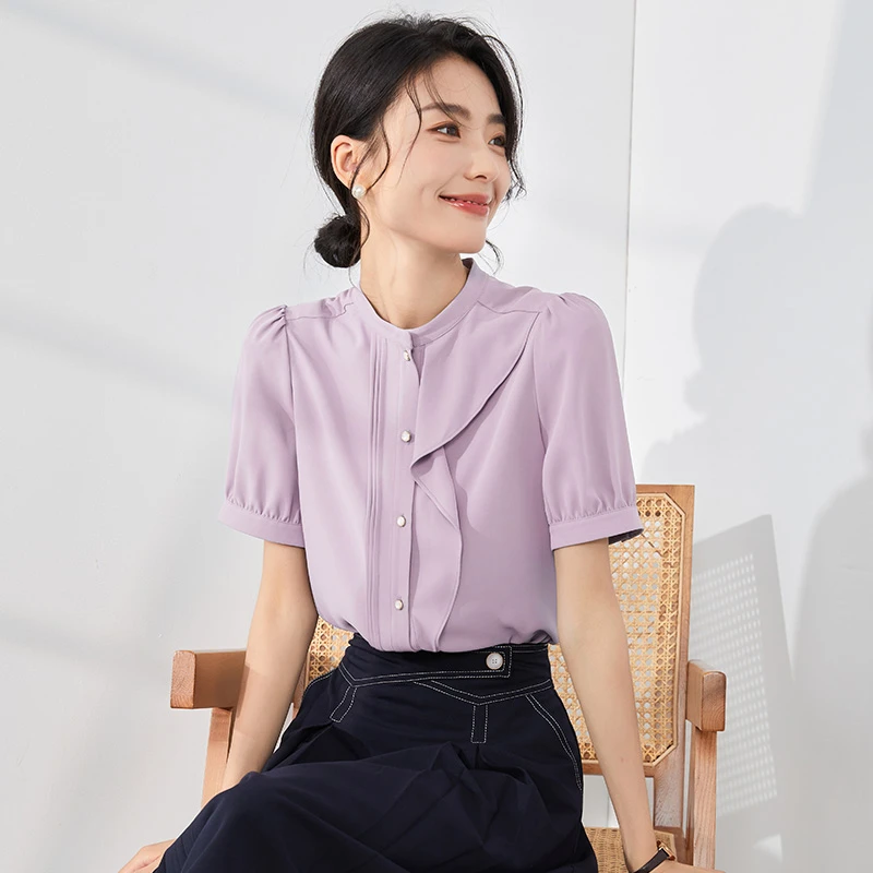 【春兰】兰花紫衬衫时尚气质通勤百搭高级感轻奢优雅设计感8392178