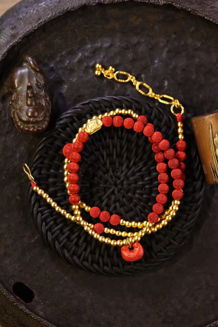 非金属合成锆石手链 红色项链（绕三圈手链）【哎呦家17059】