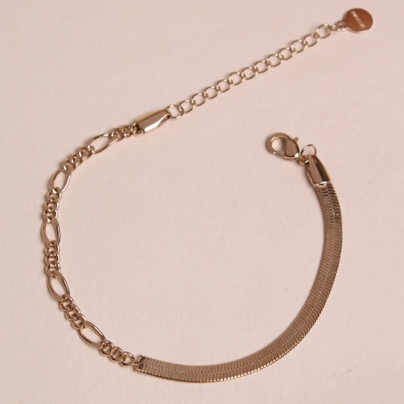 铜合金手链 蛇骨链字母二合一混搭手链16+5延长链【哎呦家17063】