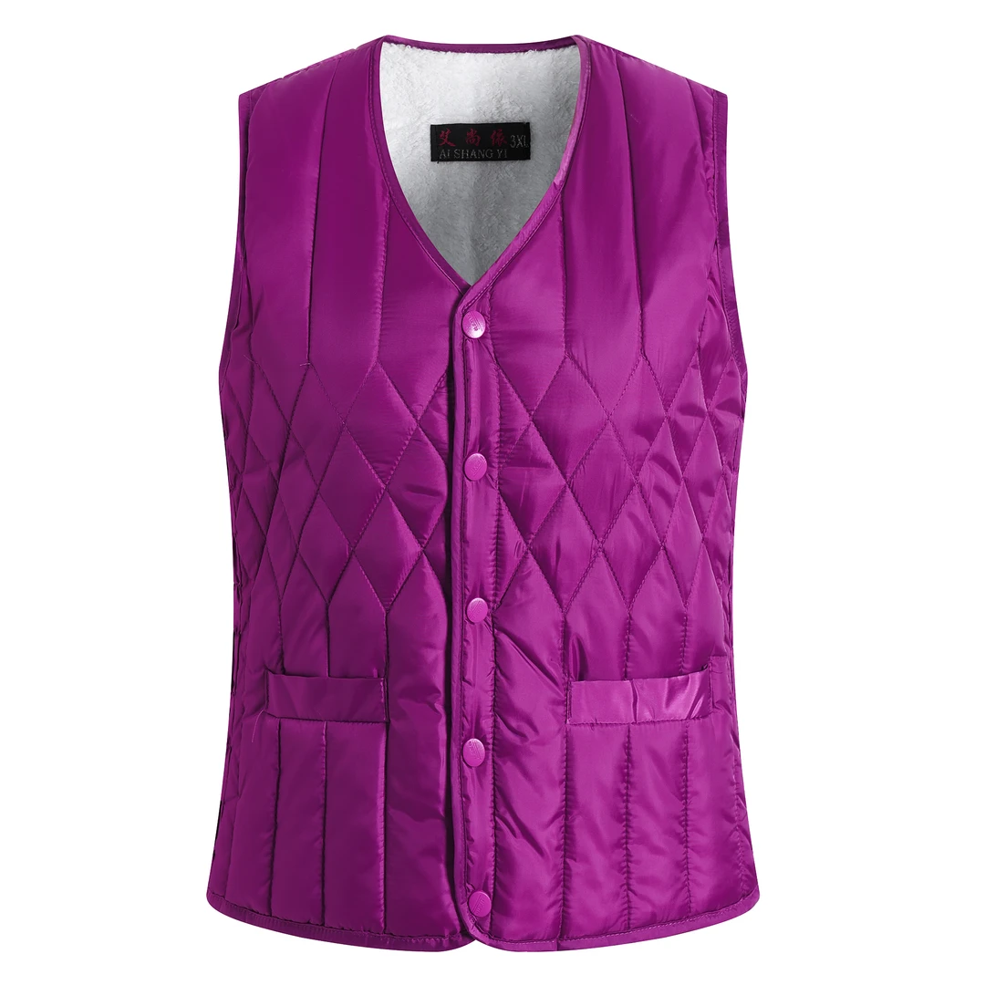 秋冬轻薄棉马甲中老年女保暖背心贴身内穿妈妈马夹加绒加厚棉坎肩