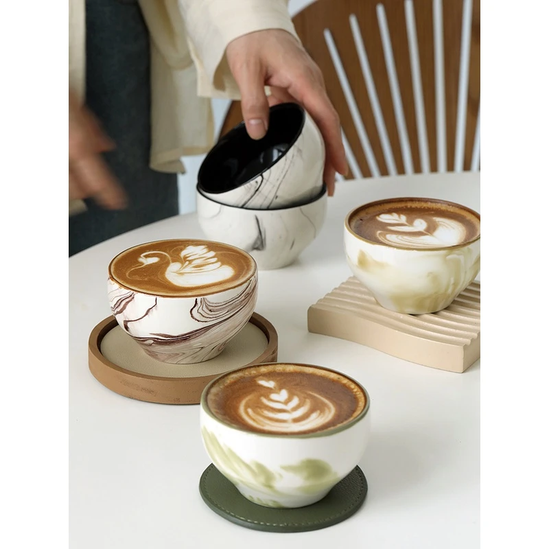 复古流云碗杯 陶瓷大口拉花杯 下午茶咖啡杯 轻奢高档茶杯 270ml