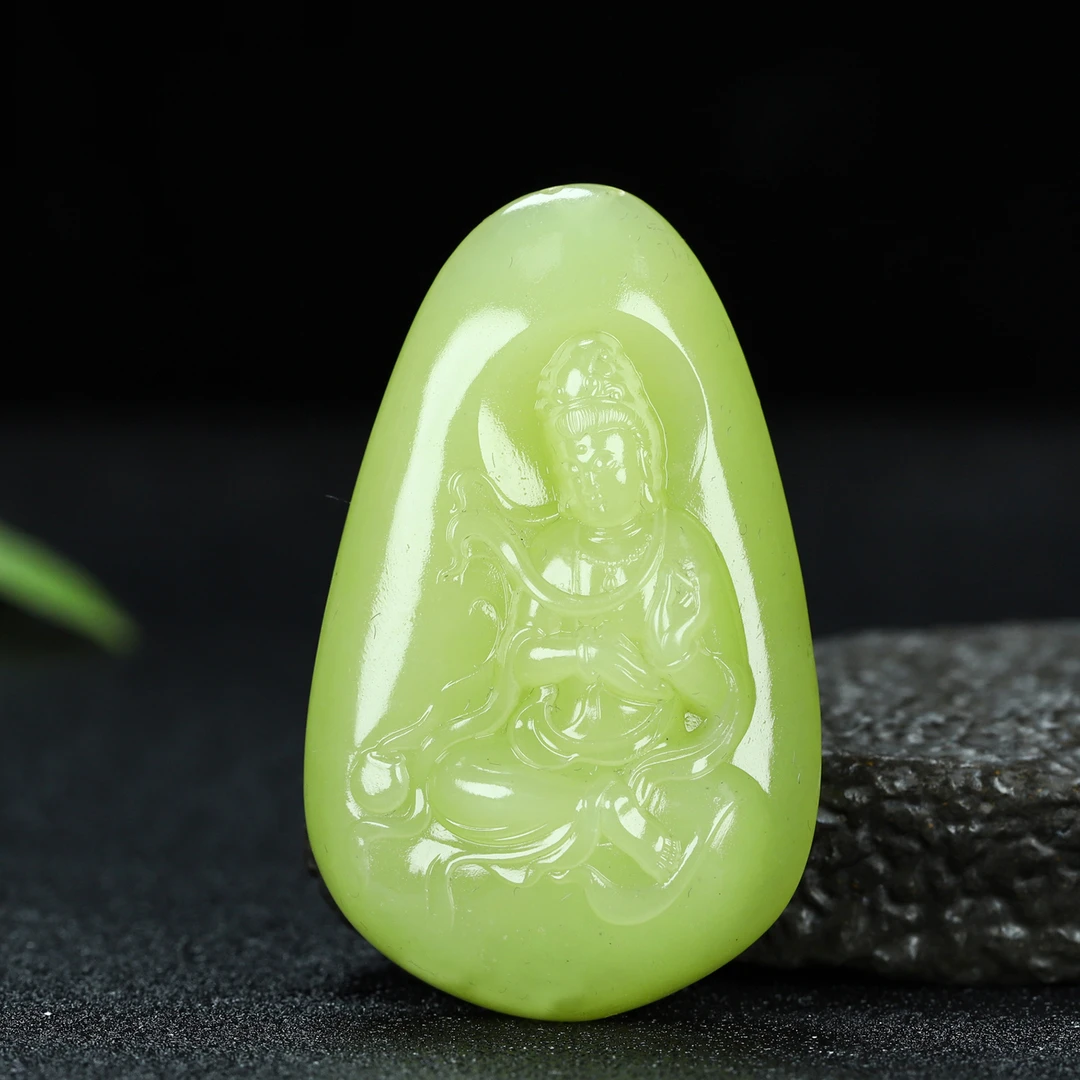 新疆若羌黄口观音本命年观世音玉观音正宗观音玉坠上等玉观音男