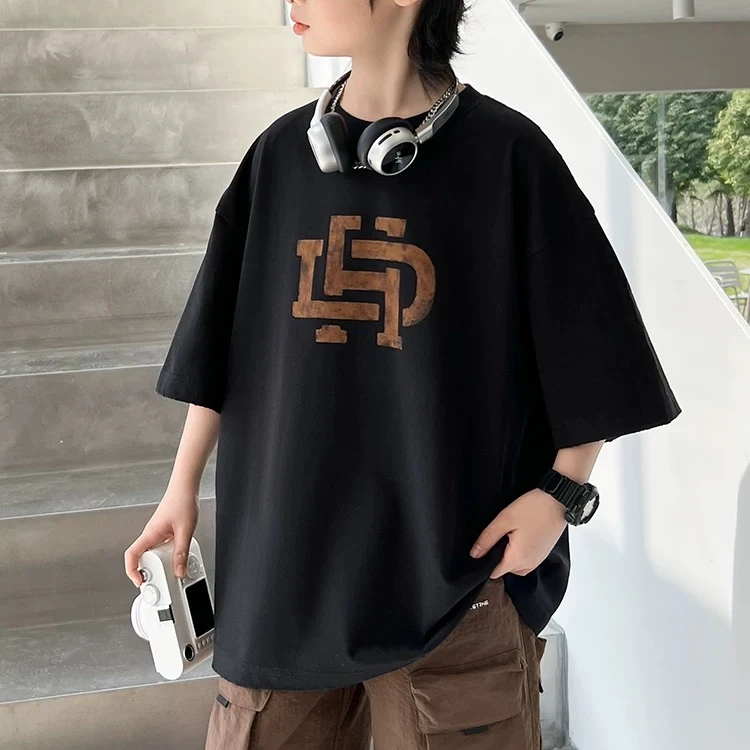 t恤上衣夏季半袖潮流宽松学生港风印花ins韩版8806-37