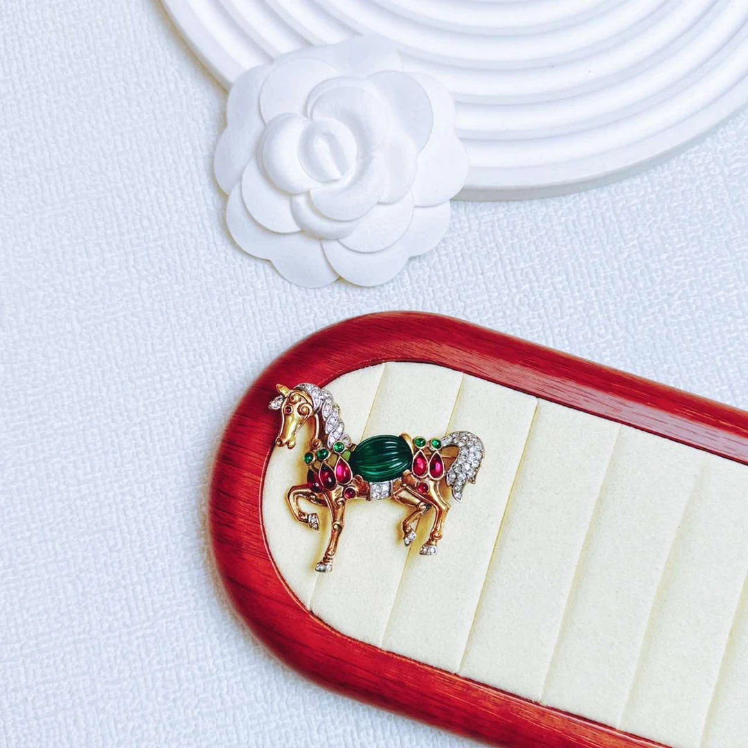 合金胸针 柚礼中古Yooli vintage/翠法丽莫卧儿小马胸针XP