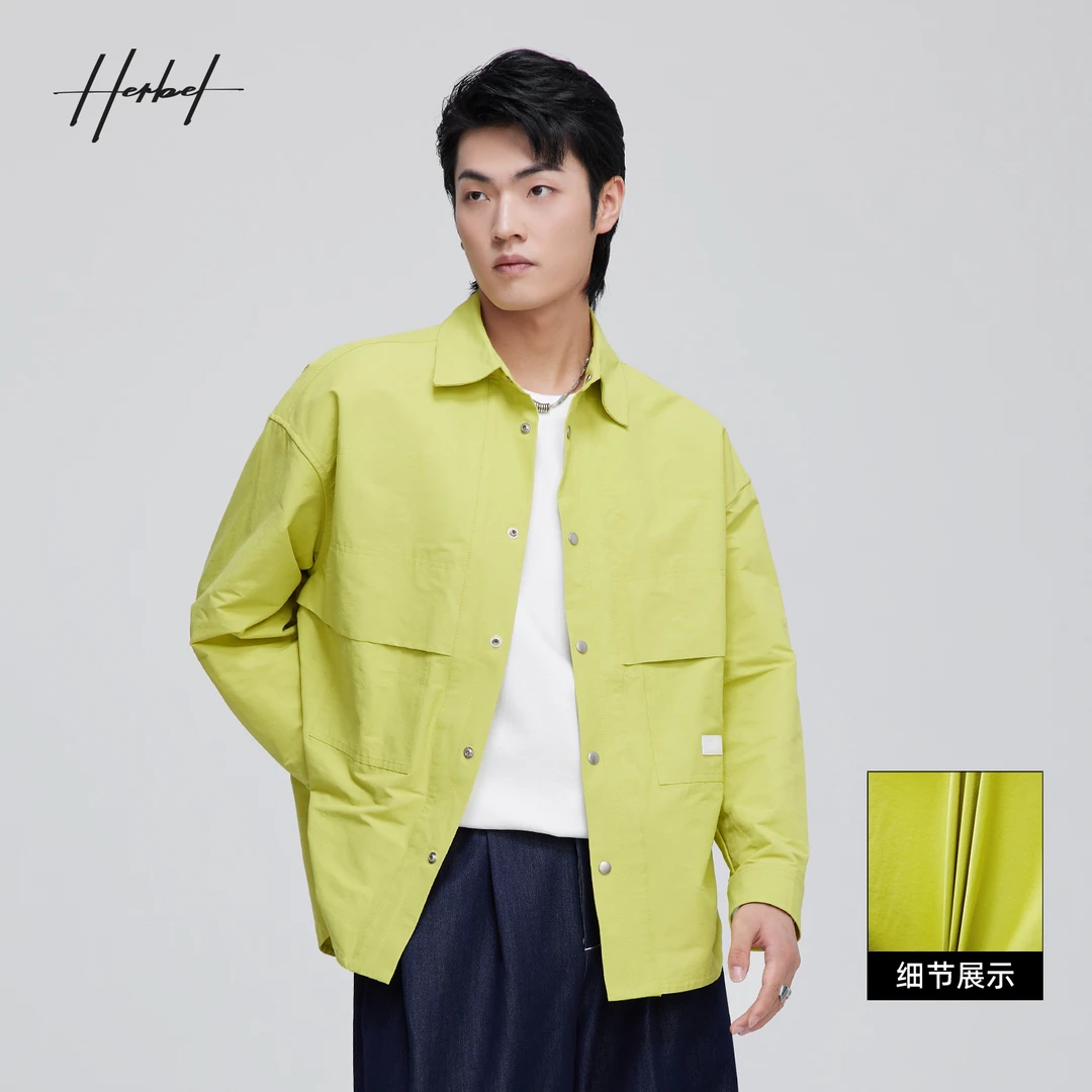 HERBEL/黑白2024/新款男式夹克设计款男士秋冬宽松潮流1566