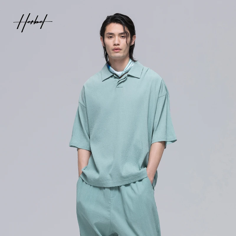 HERBEL/黑白2024夏季男士polo衫时尚休闲百搭透气户外休闲潮流559