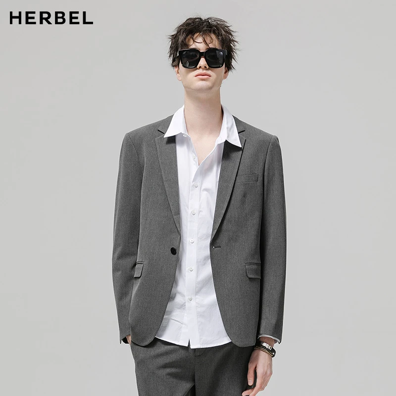 HERBEL/黑白2025春季时尚男士正装西服休闲西装外尺码偏小1182