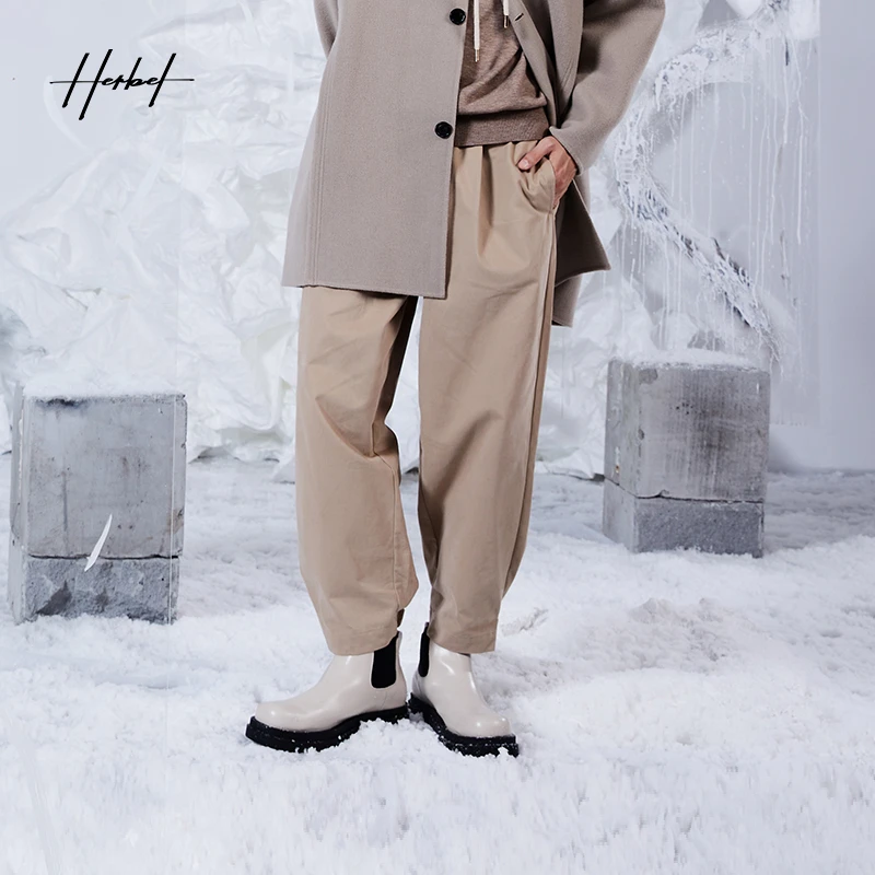 HERBEL/黑白早秋穿搭男士休闲裤子时尚休闲户外百搭舒适透气1562