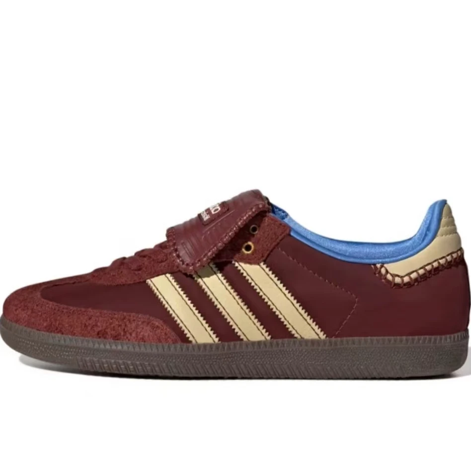 夏季新款长鞋舌潮鞋女休闲板鞋低帮前系带舒适百搭复古经典酒红色