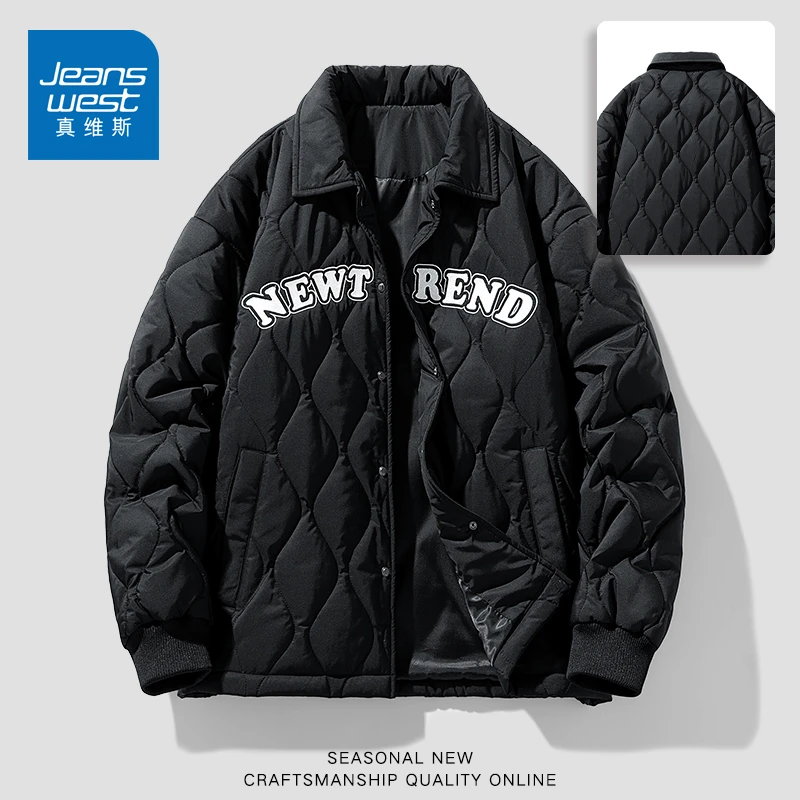 真维斯春秋季潮牌男士棉衣户外休闲百搭宽松保暖外套加厚立领棉服