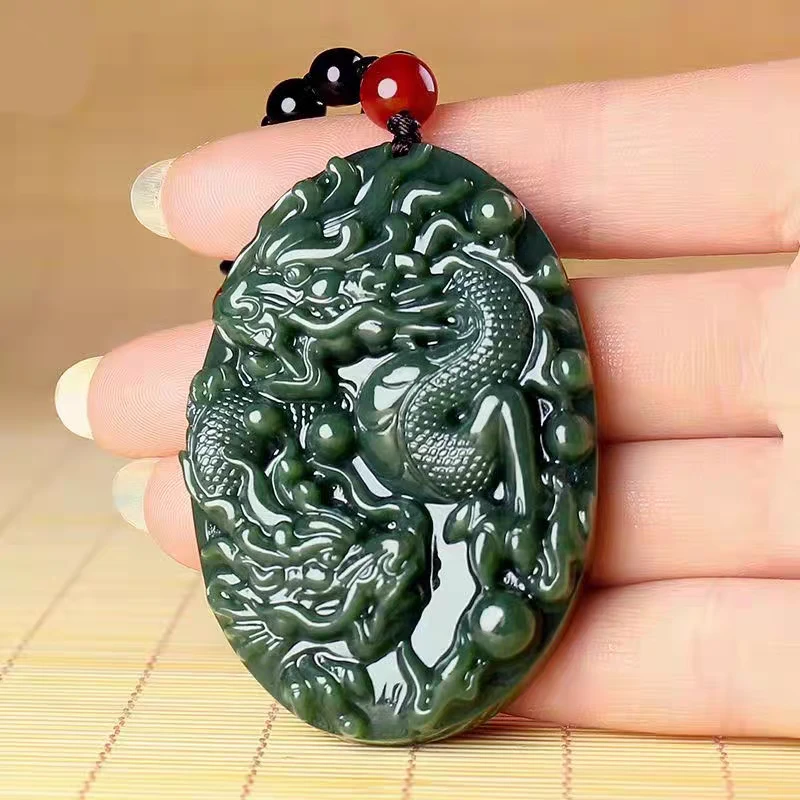 天然和田玉青玉龙牌双龙吊坠挂件男士女士吉祥平安寓意送人送礼