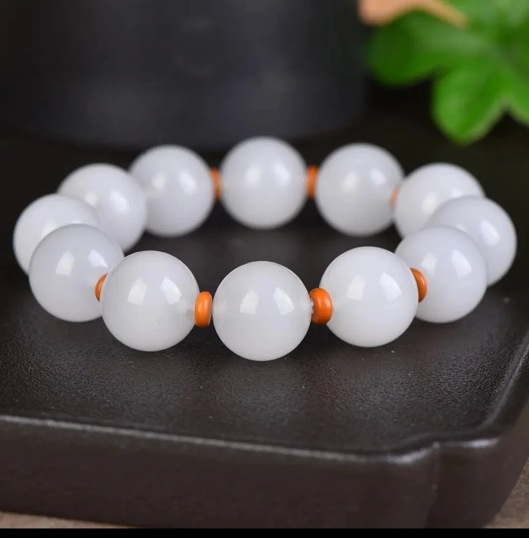 新疆老坑戈壁料白月光圆珠金丝玉卡12女士男手串