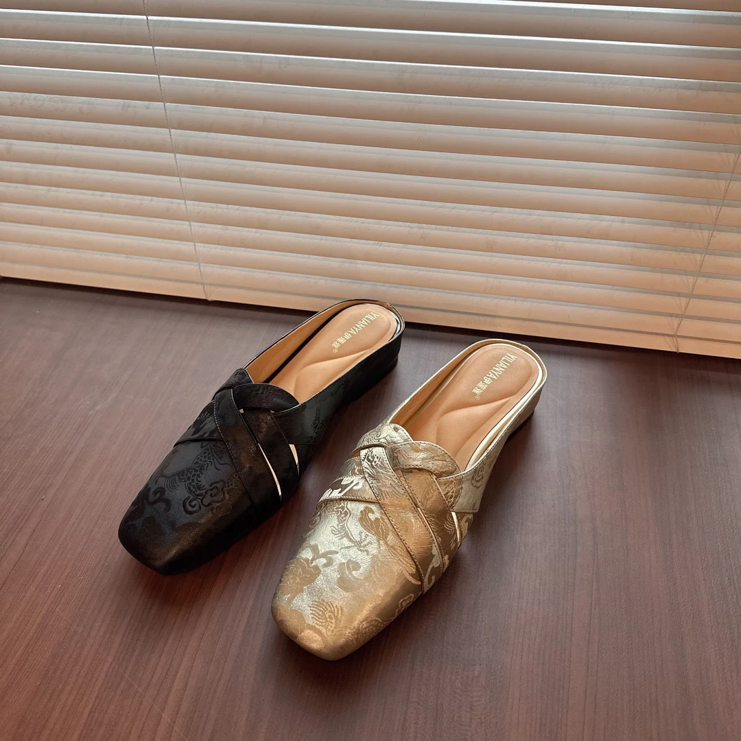 H118包头拖鞋女夏季新款内增高坡跟鞋中跟凉拖鞋外穿半拖方头