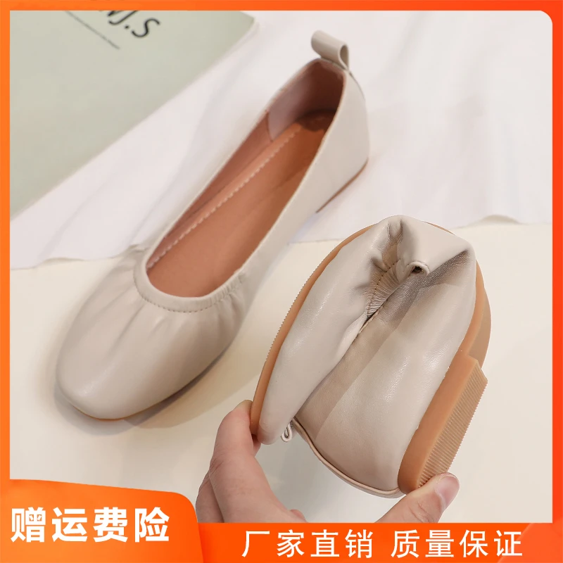 豆豆单鞋女2025新款夏季软底奶奶夏款休闲平底孕妇舒适小皮鞋