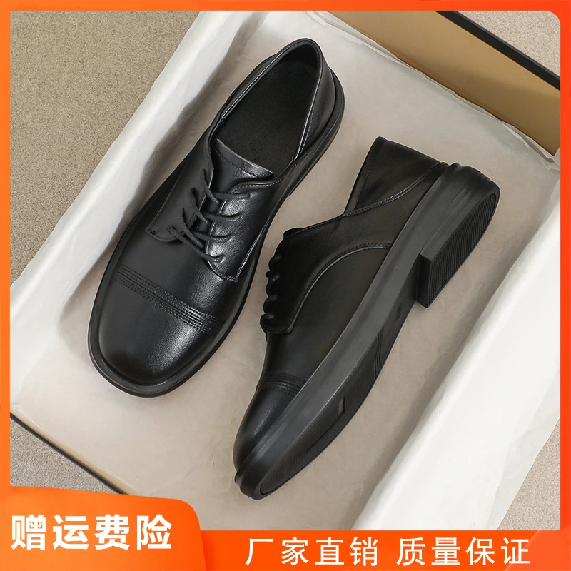 小皮鞋女2025新款春季英伦风黑色软底工作平底豆豆职业舒适乐福鞋