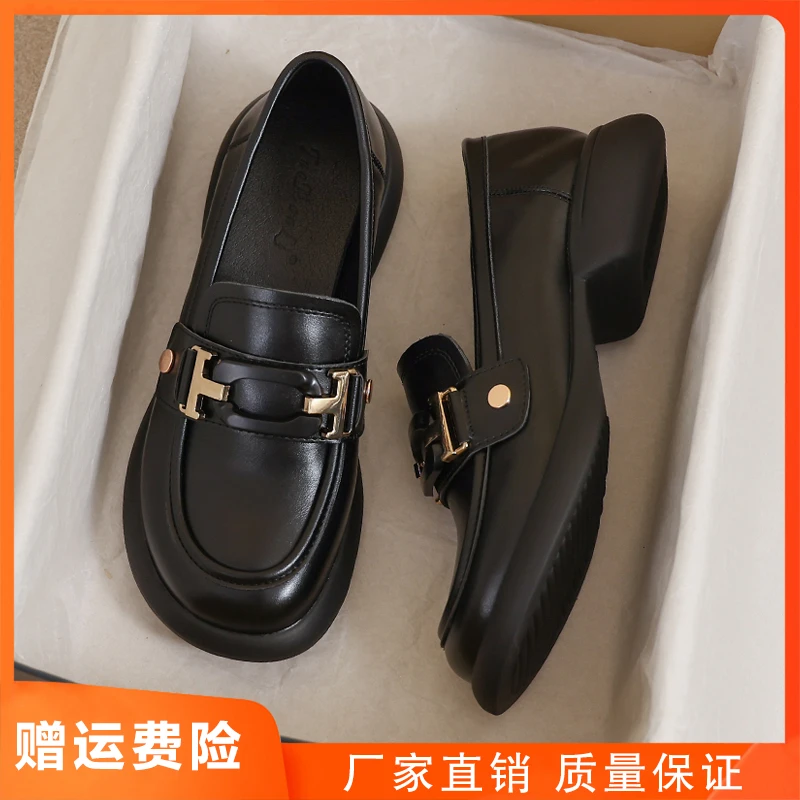 小皮鞋女2025新款春秋英伦风真皮黑色大码41软底平底42舒适乐福鞋