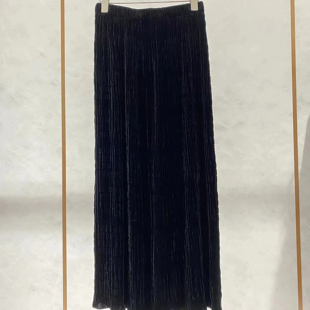 【墨枝】至显瘦松紧腰优雅气质百搭款桑蚕丝丝绒半裙A330