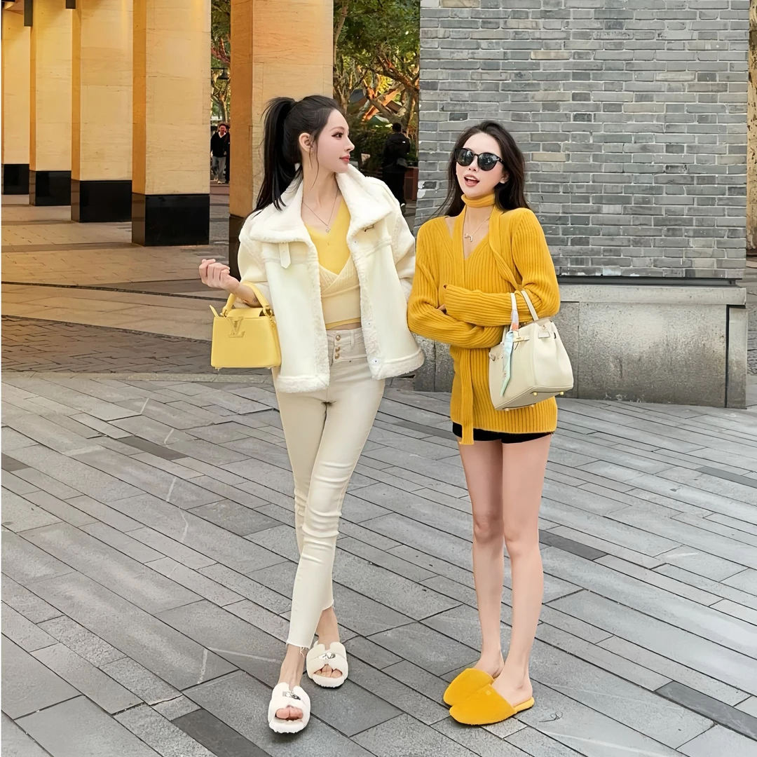 【小心姬】2024小香风白色机车服立领毛毛高级感小个子短款女外套