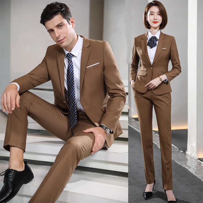 厚一扣工作服定制男女同款西装套装时尚气质商务工装银行工服9933