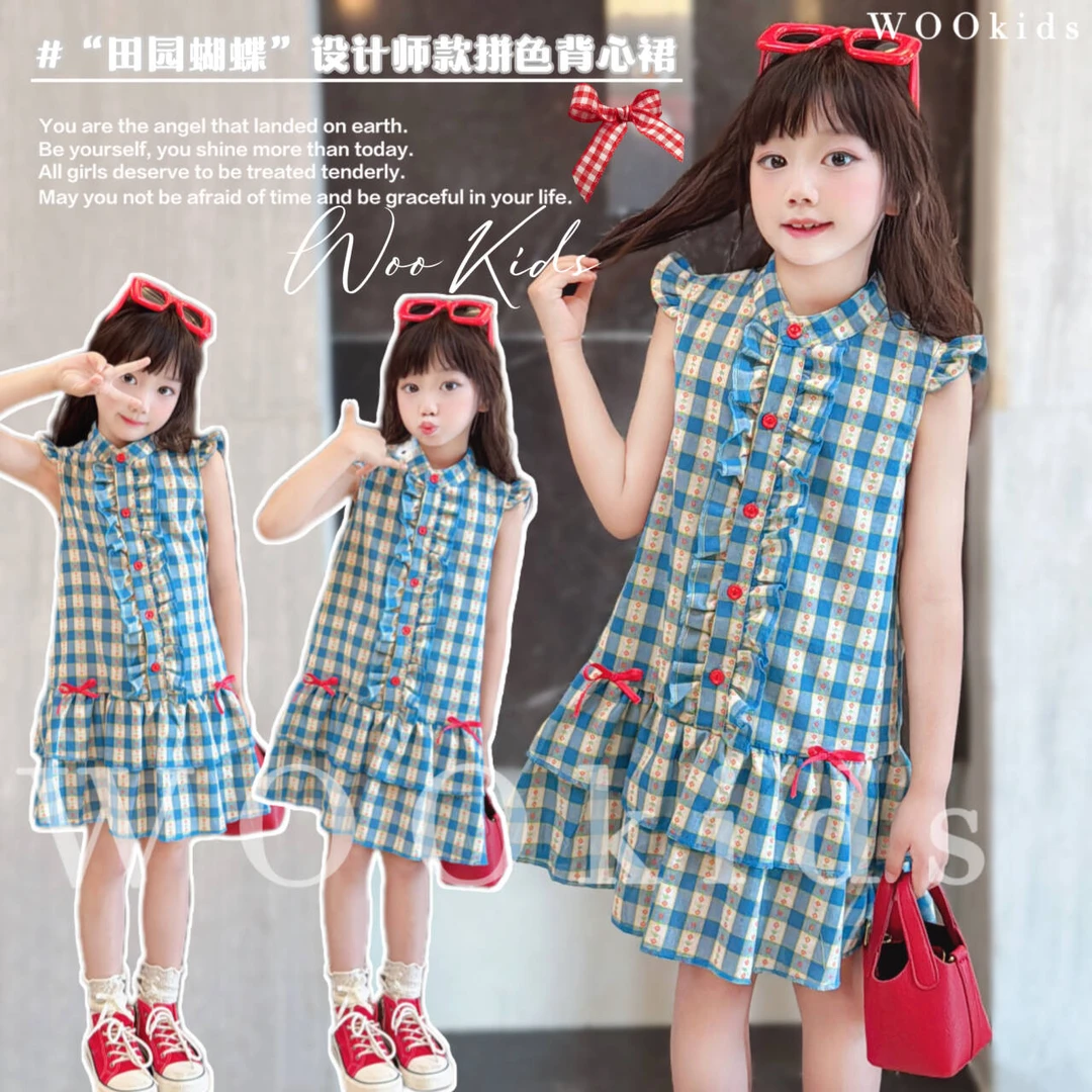【红蓝格调】WOOKIDS-2定制童装亲子无袖连衣裙 W24060204