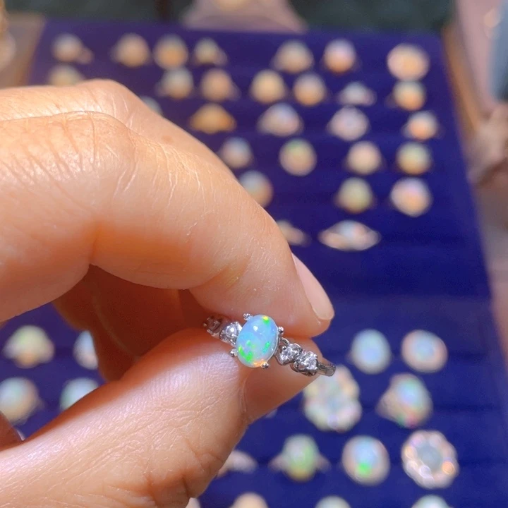 欧泊戒指）银S925镶嵌