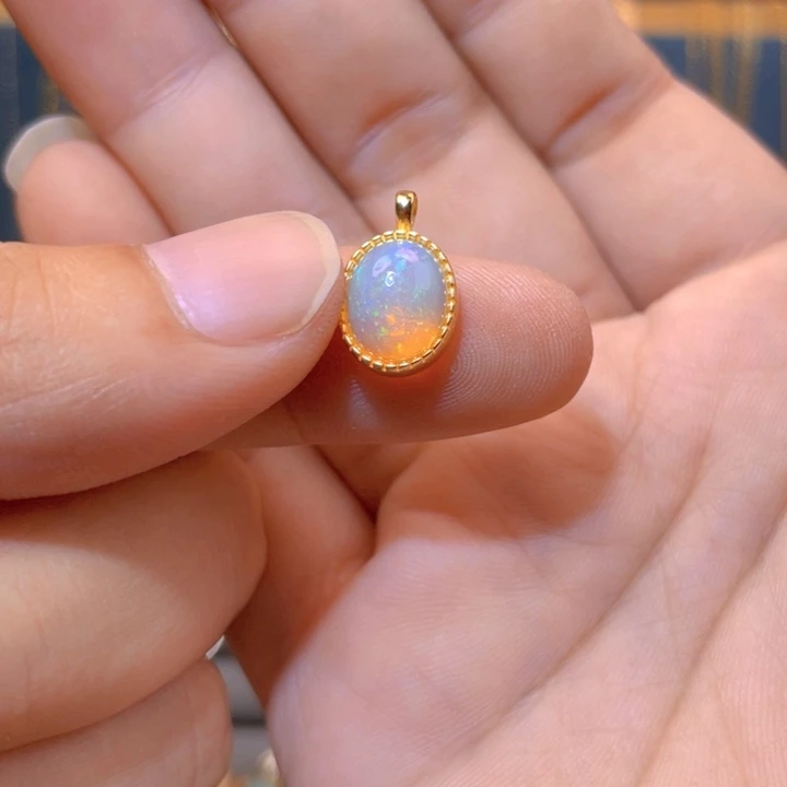 欧泊吊坠）银S925镶嵌猫*朵