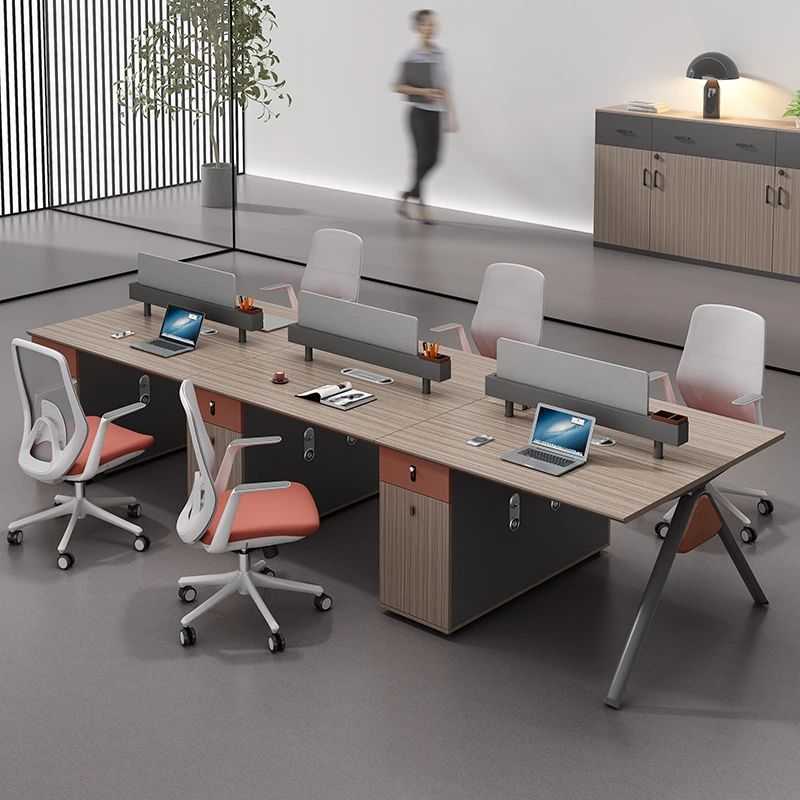 金鸾职员办公桌4/6/8人位简约时尚屏风办公桌电脑桌财务桌椅组合