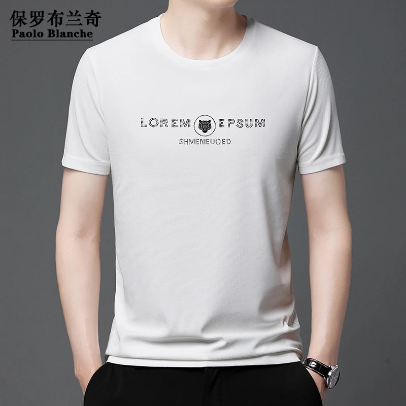 保罗布兰奇夏季2025新款男士短袖T恤圆领宽松休闲薄款体恤半袖