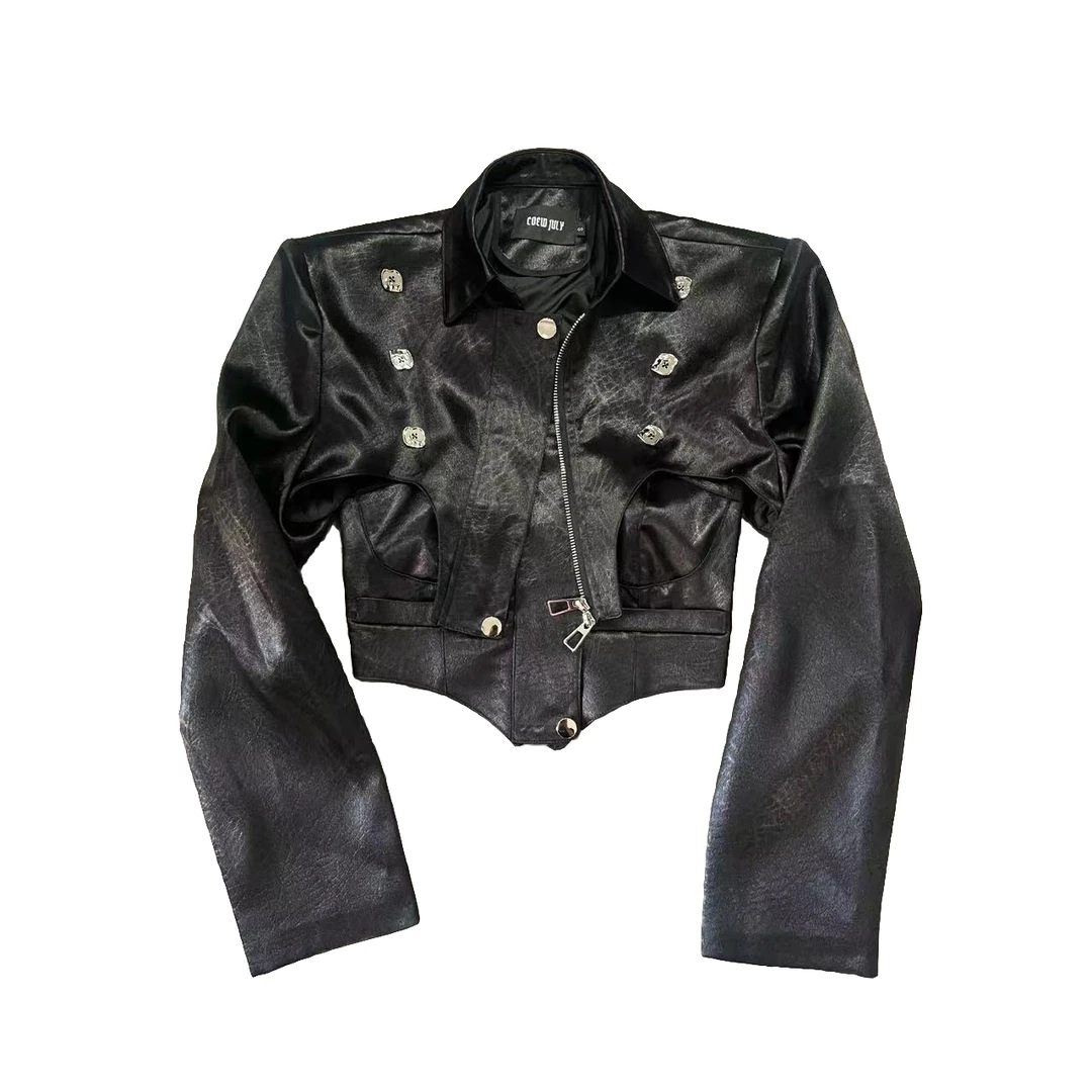 Coew July 不规则缎面外套＋外穿抹胸两件套121清仓商品 No退No换