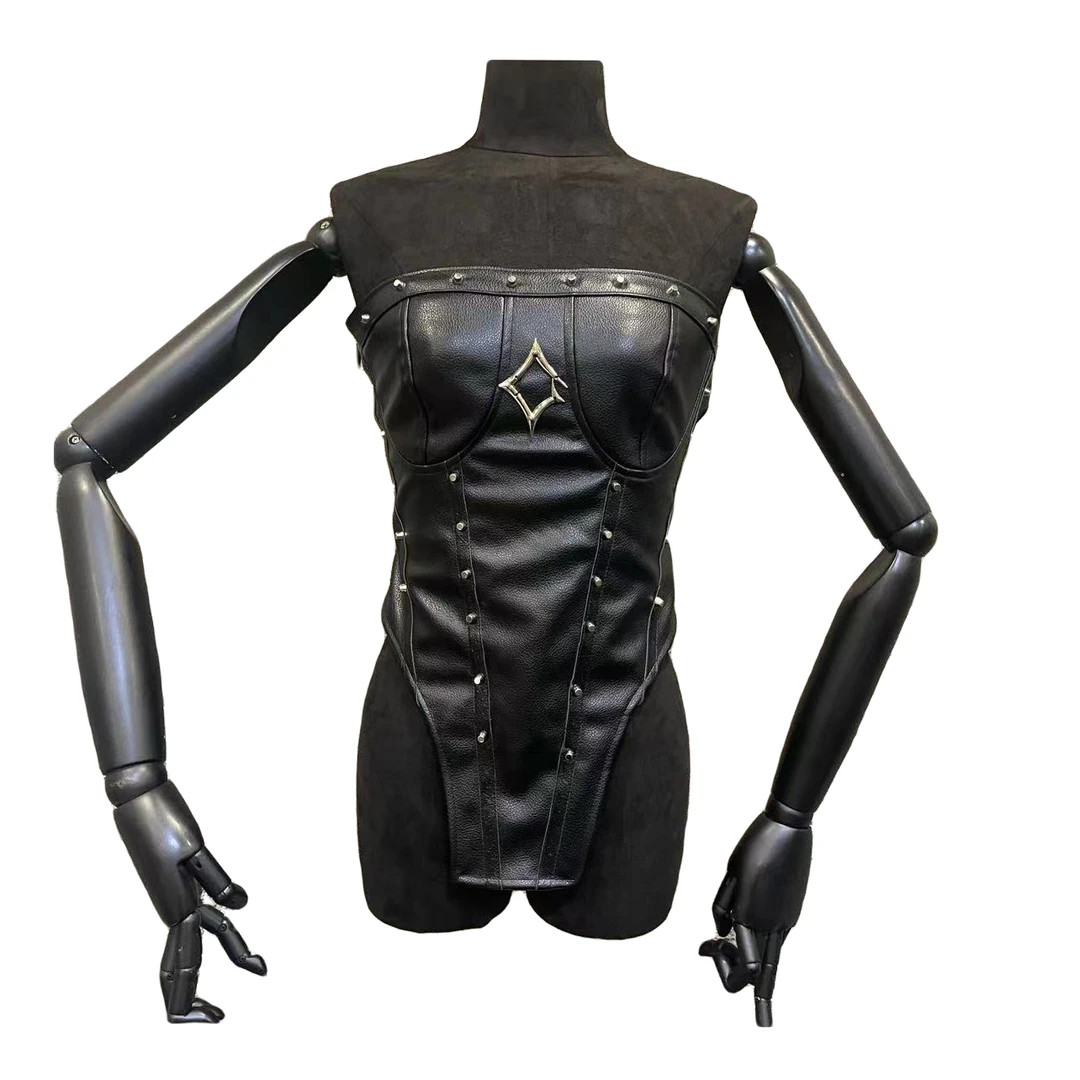 Coew July 原创设计 双色可选不规则PU抹胸（清仓商品no退no换）090