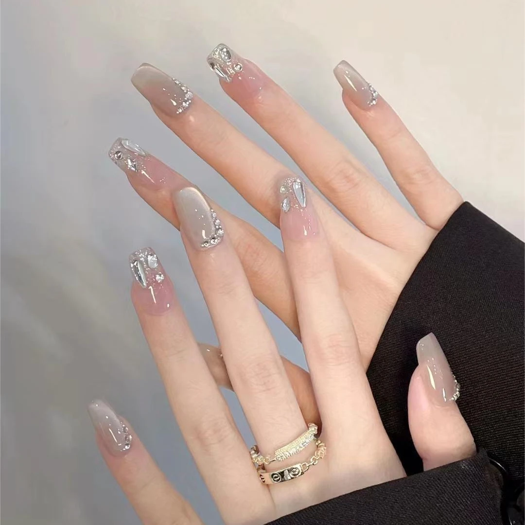 【白月光】24年新款纯手工穿戴甲美甲贴穿戴式光疗甲冰透渐变流行纯