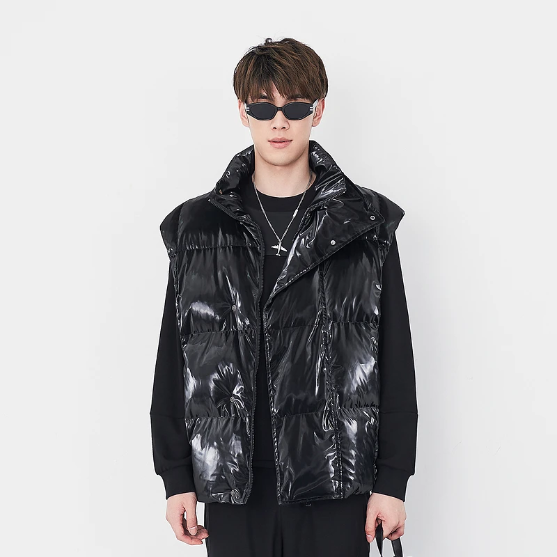 TRENDIANO欧时力男装潮牌秋季新款潮流羽绒服印花马甲3WC333312P