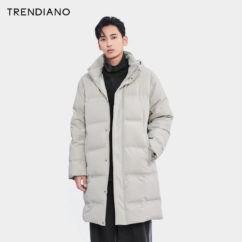 TRENDIANO梅花联名系列连帽立领加厚羽绒服中长款新款冬季男士