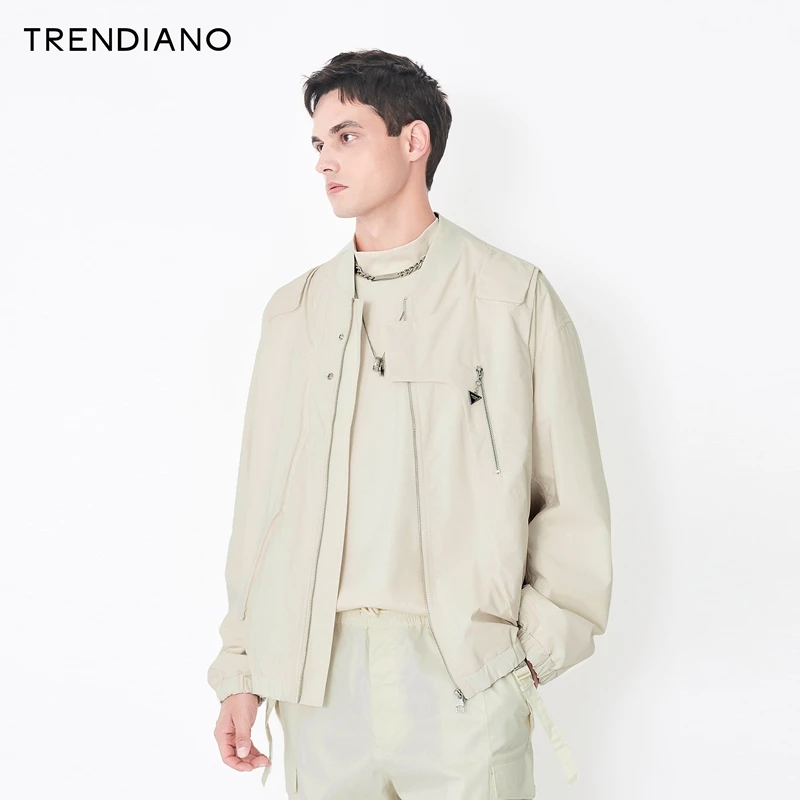 TRENDIANO欧时力男装秋冬立体解构假两件夹克男3NC3092510休闲