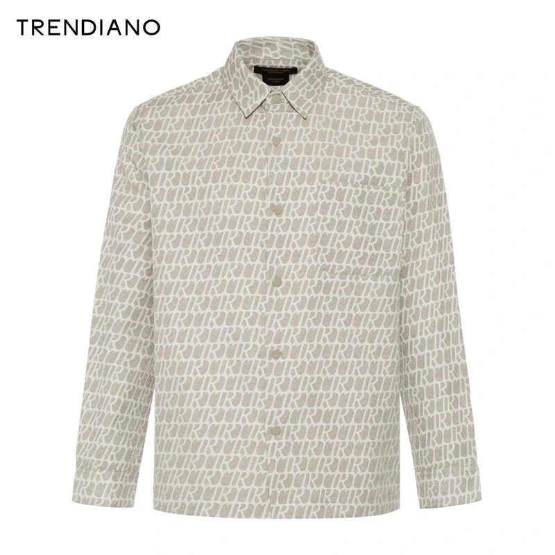 TRENDIANO经典系列经典系列字母提花微阔衬衫2023新款秋季休闲