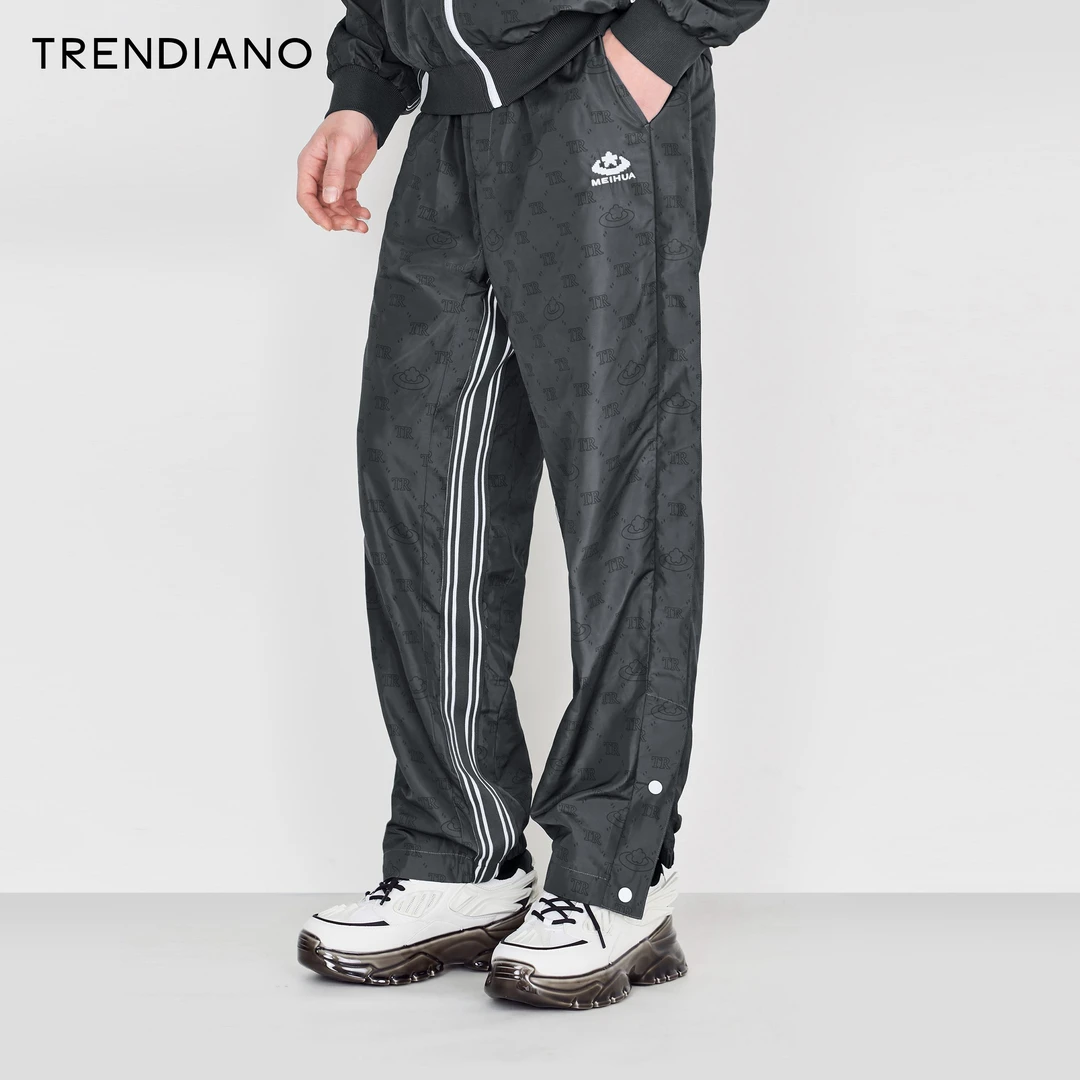 Trendiano梅花联名系列2023新款春季时尚个性梭织长裤男款休闲裤