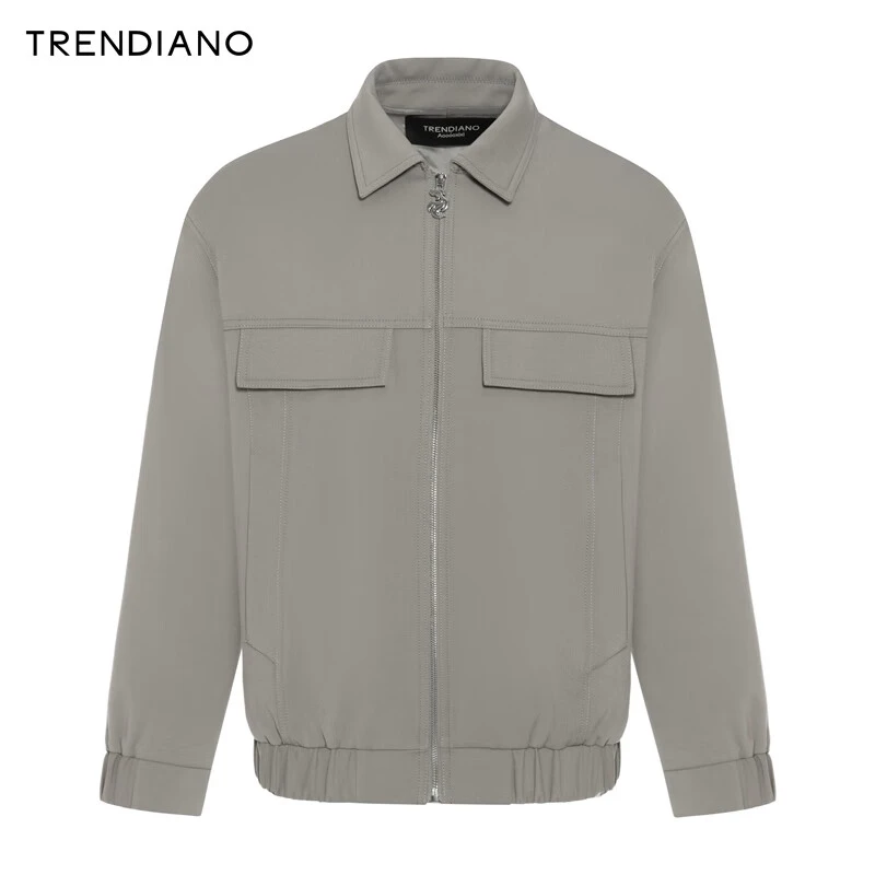 TRENDIANO数字艺术联名系列假式盖袋微阔翻领外套男2023新款秋季