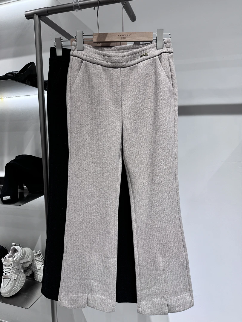 气质山茶小开叉微喇裤