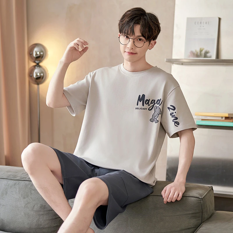 睡衣男莫代尔夏季短袖短裤新款青少年卡通冰丝夏天薄款家居服套装